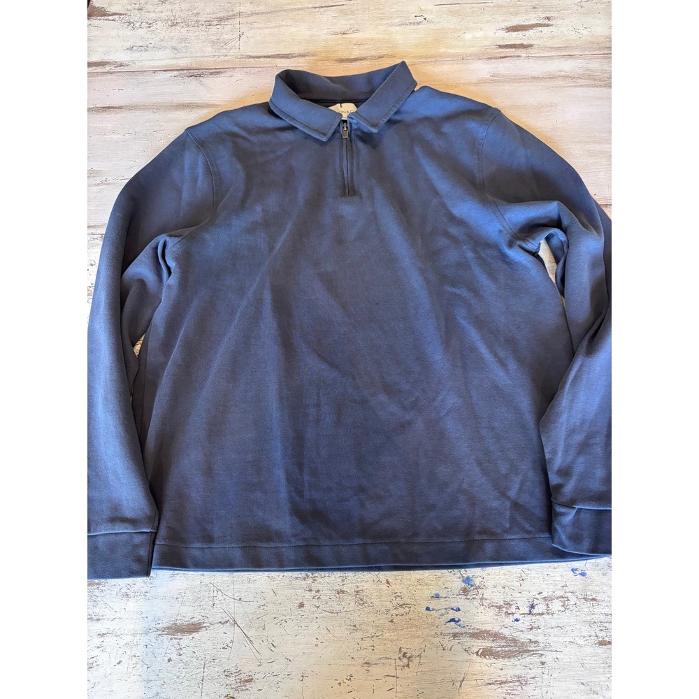 LARSSON & CO quarter zip pullover men size XL blue cotton blend long sleeve